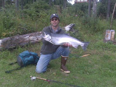 silver salmon fishing from our Kenai River cabins