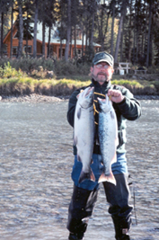 Silver Salmon caught in front of cabin